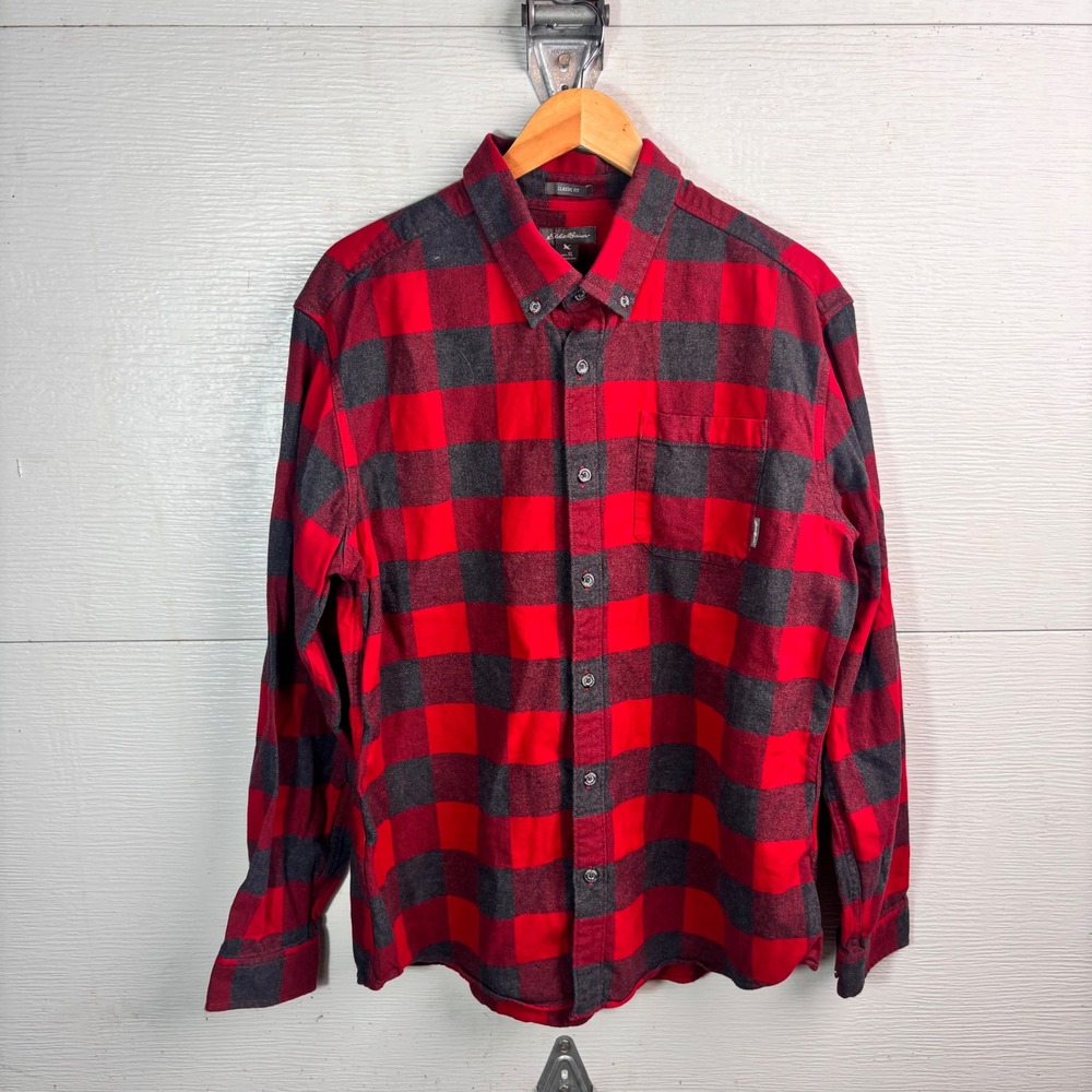 Eddie Bauer Buffalo Plaid Flannel Red Black Classic Fit XL
